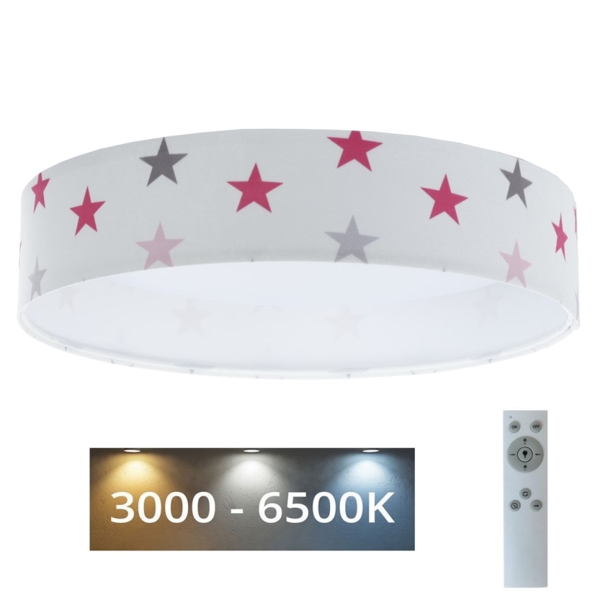 LED Stmívatelné dětské stropní svítidlo SMART GALAXY KIDS LED/24W/230V 3000-6500K hvězdičky bílá/růžová/šedá + dálkové ovládání