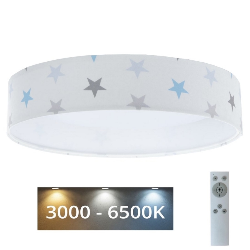 LED Stmívatelné dětské stropní svítidlo SMART GALAXY KIDS LED/24W/230V 3000-6500K hvězdičky bílá/šedá/modrá + dálkové ovládání