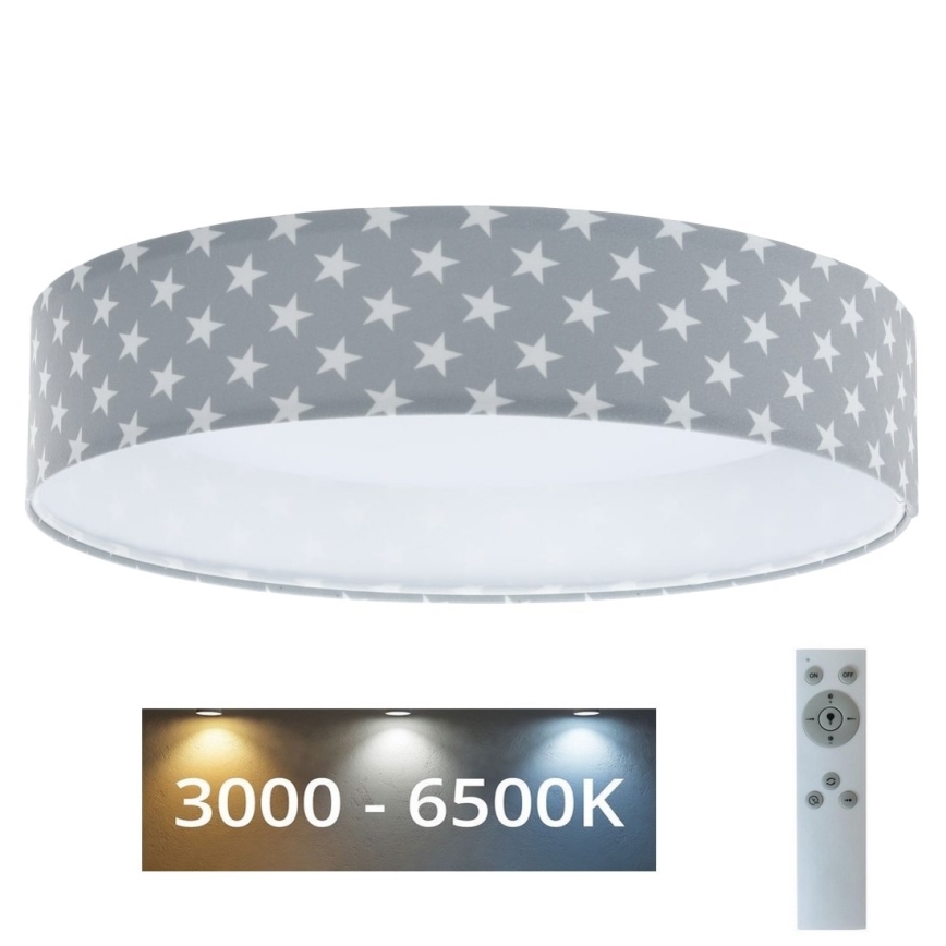 LED Stmívatelné dětské stropní svítidlo SMART GALAXY KIDS LED/24W/230V 3000-6500K hvězdičky šedá/bílá + dálkové ovládání