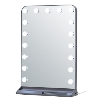 LED Stmívatelné make-up zrcadlo HOLLYWOOD LED/18W/230V 3000/4200/6000K šedá