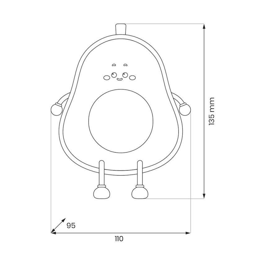 LED Stmívatelné nabíjecí dotykové dětské noční světlo AVOCADO LED/1W/5V 1200 mAh