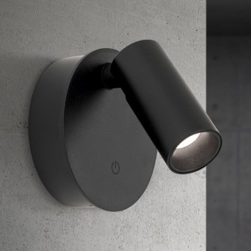 LED Stmívatelné nabíjecí dotykové nástěnné bodové svítidlo LUXY LED/1W/5V 2200 mAh 2700/3000/4000K černá