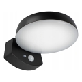 LED Stmívatelné solární nástěnné svítidlo se senzorem LED/3W/3,7V 1800 mAh IP54 černá
