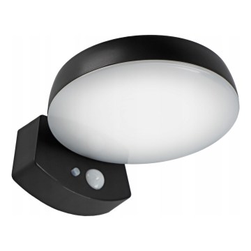 LED Stmívatelné solární nástěnné svítidlo se senzorem LED/3W/3,7V 1800 mAh IP54 černá