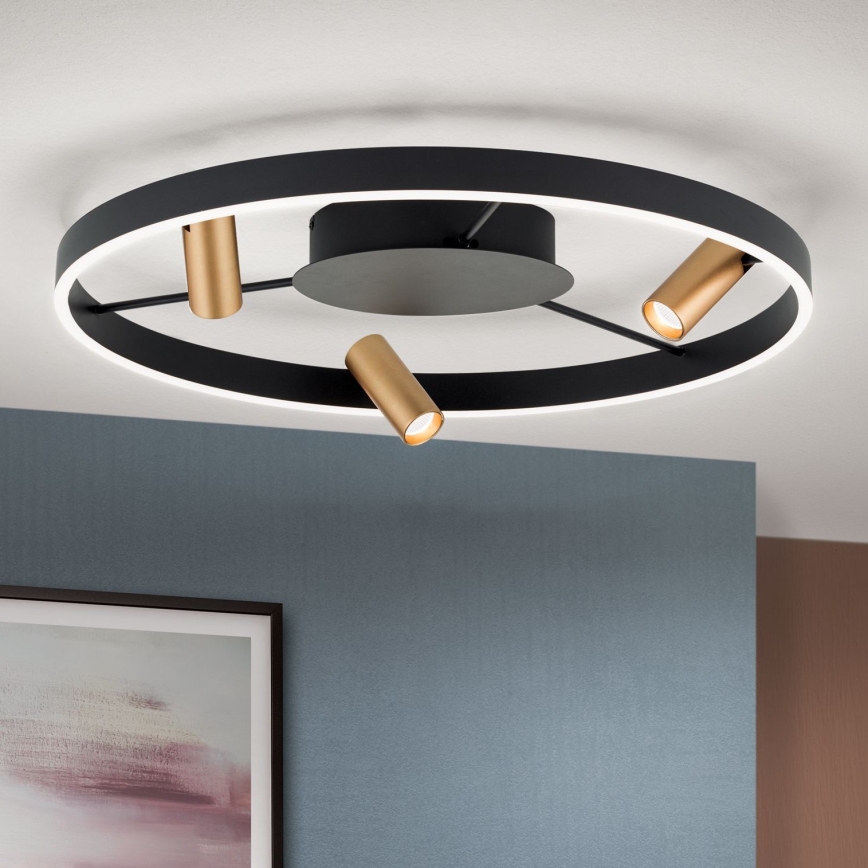 LED Stmívatelné stropní svítidlo BERLIN LED/50W/230V černá/zlatá