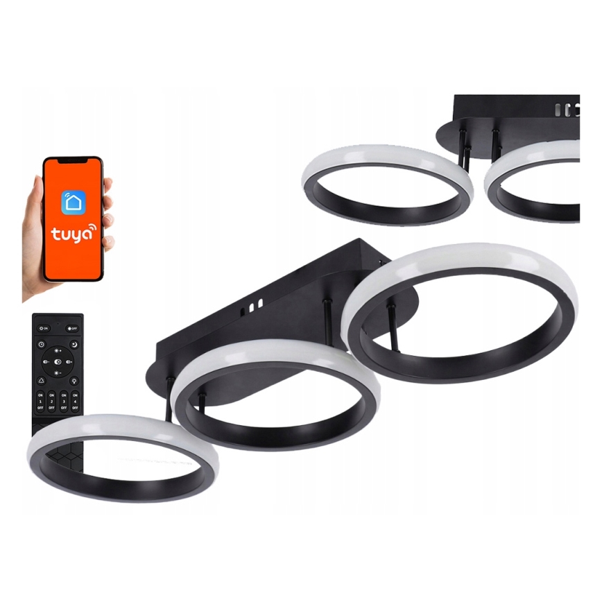 LED Stmívatelné stropní svítidlo LED/30W/230V 3000-6500K černá Wi-Fi Tuya + dálkové ovládání