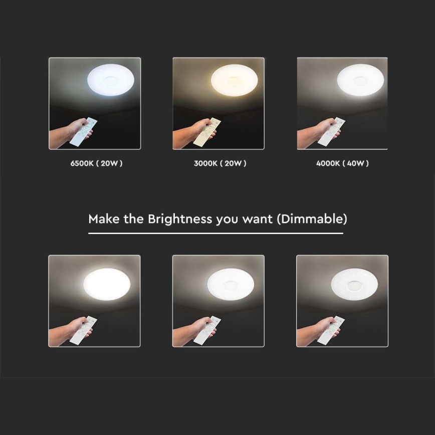 LED Stmívatelné stropní svítidlo LED/40W/230V 3000/4000/6500K pr. 39 cm + dálkové ovládání