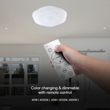 LED Stmívatelné stropní svítidlo LED/40W/230V 3000-6500K 40 cm bílá + dálkové ovládání