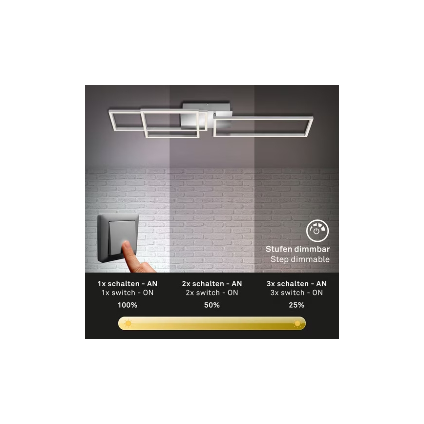 LED Stmívatelné stropní svítidlo LED/42W/230V 3000K matný chrom