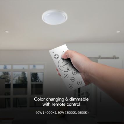 LED Stmívatelné stropní svítidlo LED/60W/230V 3000-6500K 49,2 cm bílá + dálkové ovládání
