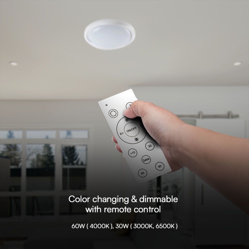LED Stmívatelné stropní svítidlo LED/60W/230V 3000-6500K 49,2 cm bílá + dálkové ovládání