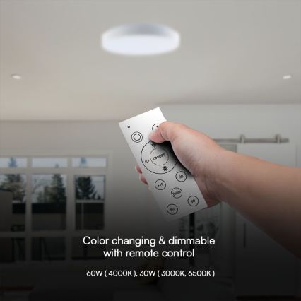 LED Stmívatelné stropní svítidlo LED/60W/230V 3000-6500K 49,5 cm bílá + dálkové ovládání