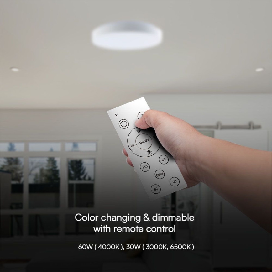 LED Stmívatelné stropní svítidlo LED/60W/230V 3000-6500K 49,5 cm bílá + dálkové ovládání