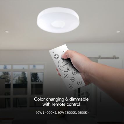 LED Stmívatelné stropní svítidlo LED/60W/230V 3000-6500K 49,5 cm bílá + dálkové ovládání