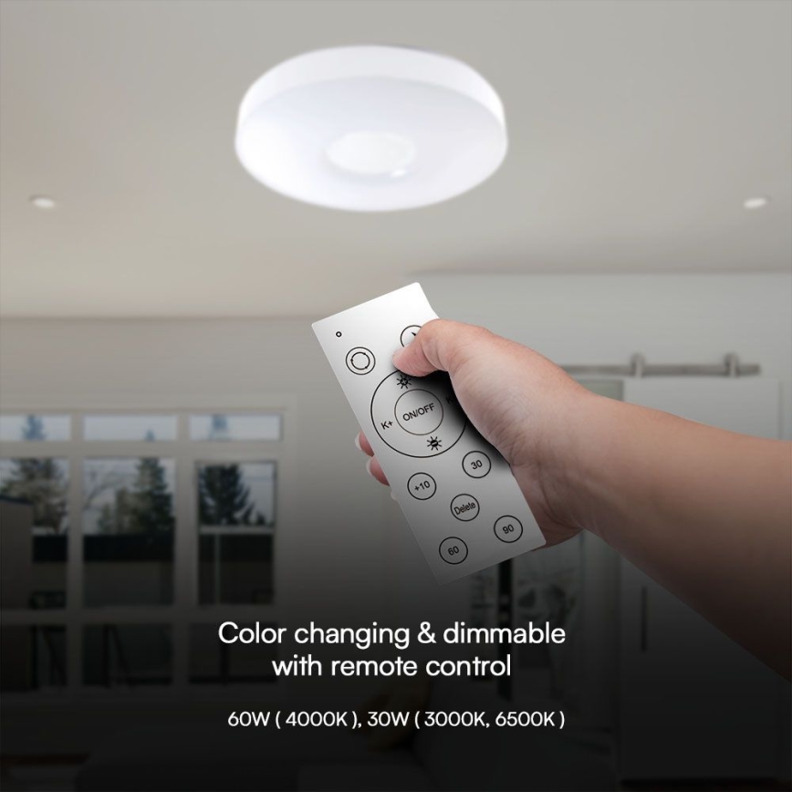 LED Stmívatelné stropní svítidlo LED/60W/230V 3000-6500K 49,5 cm bílá + dálkové ovládání