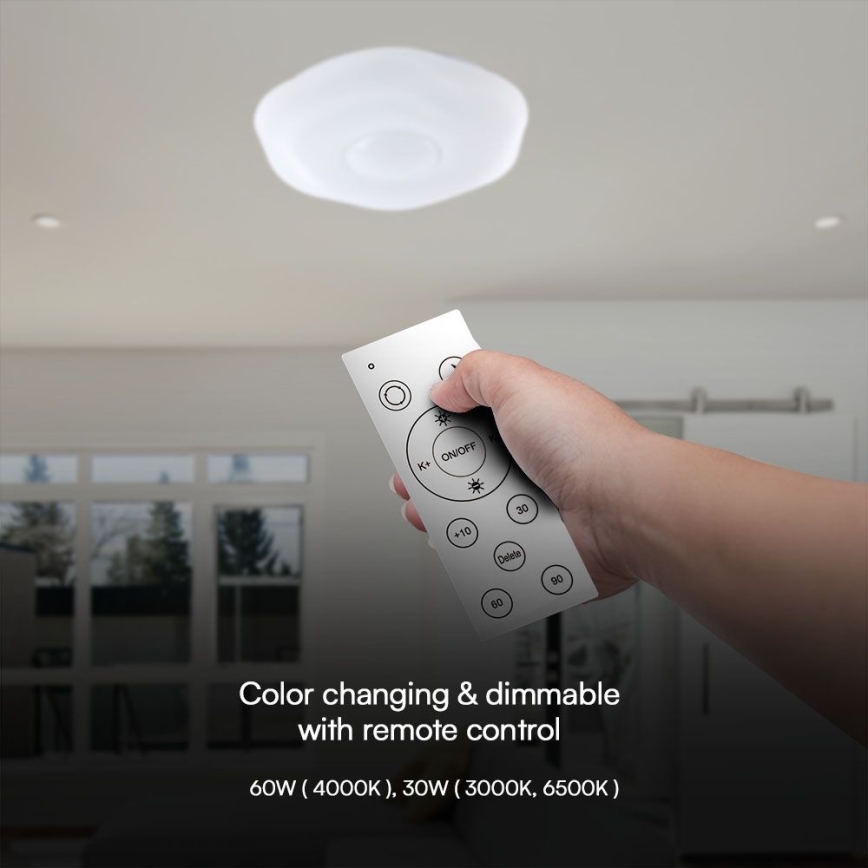 LED Stmívatelné stropní svítidlo LED/60W/230V 3000-6500K 50 cm bílá + dálkové ovládání