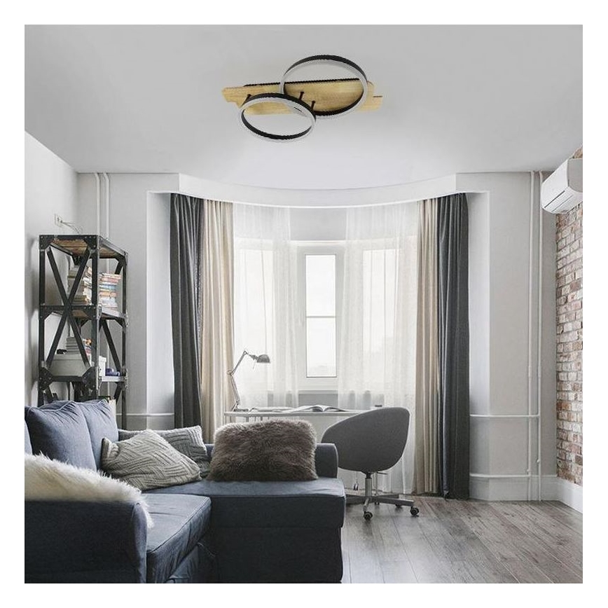 LED Stmívatelné stropní svítidlo LED/70W/230V 3000-6500K dub + dálkové ovládání