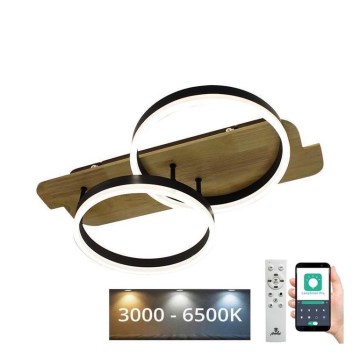 LED Stmívatelné stropní svítidlo LED/70W/230V 3000-6500K dub + dálkové ovládání