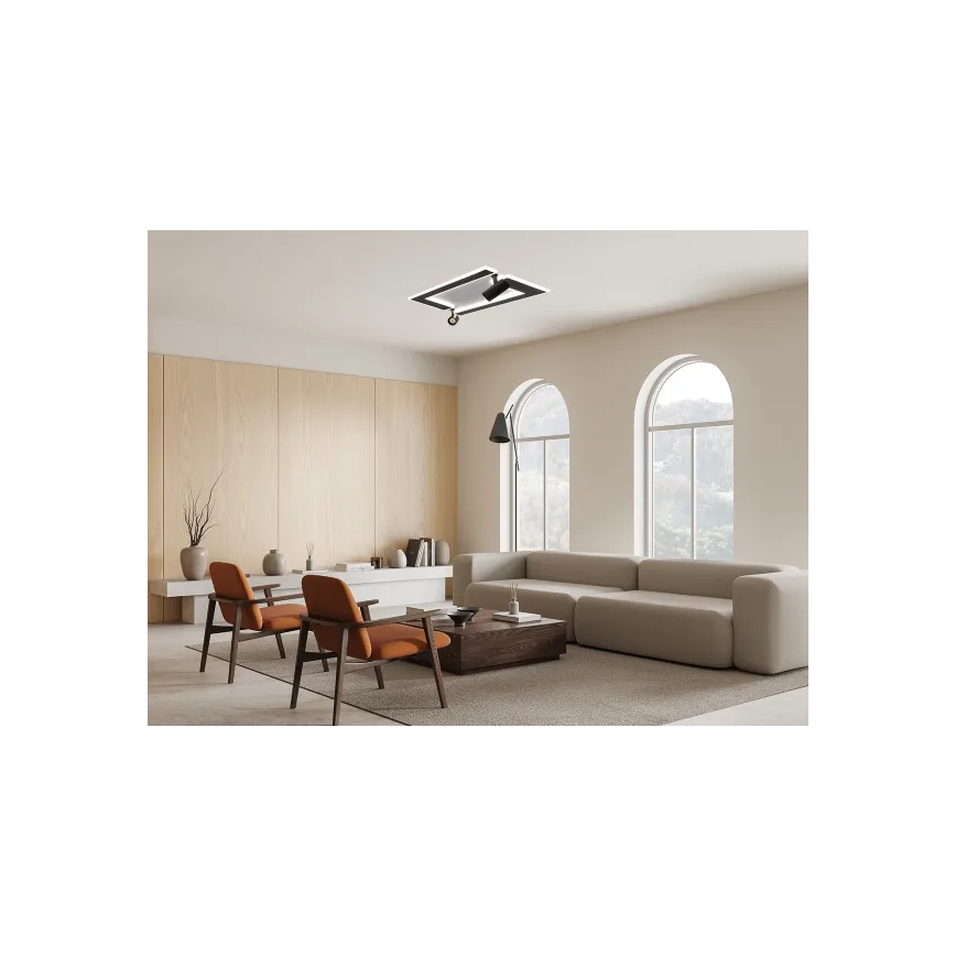 LED Stmívatelné stropní svítidlo LED/80W/230V 3000-6500K černá + dálkové ovládání