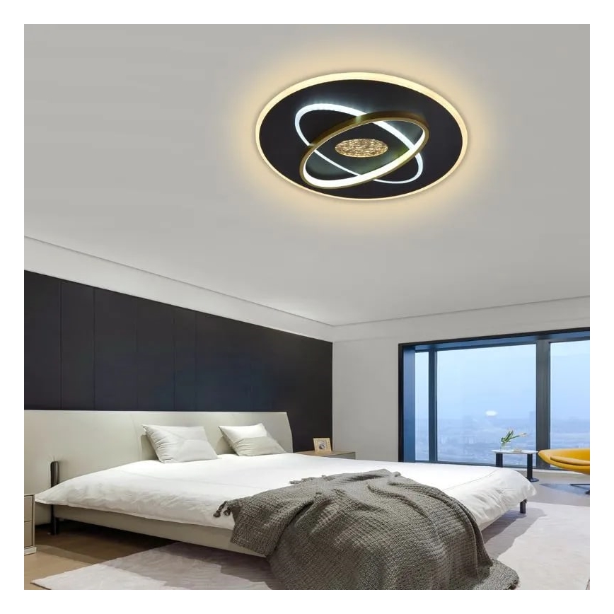 LED Stmívatelné stropní svítidlo LED/80W/230V 3000-6500K černá + dálkové ovládání