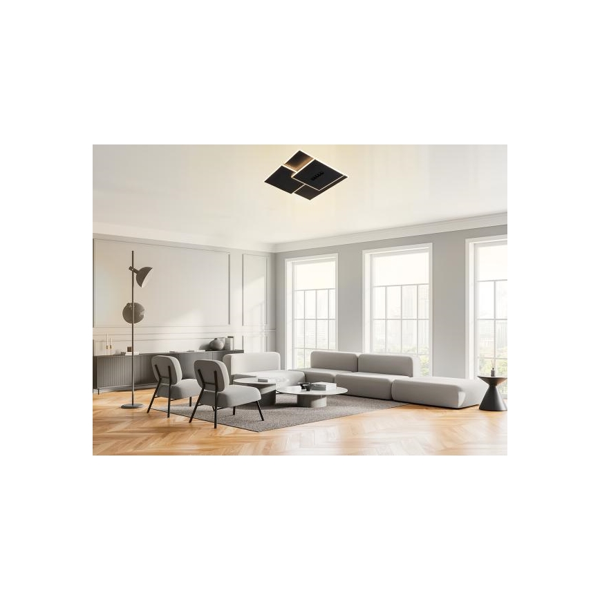 LED Stmívatelné stropní svítidlo LED/95W/230V 3000-6500K černá + dálkové ovládání