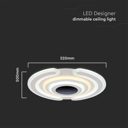 LED Stmívatelné stropní svítidlo LED/95W/230V 3000-6500K + dálkové ovládání