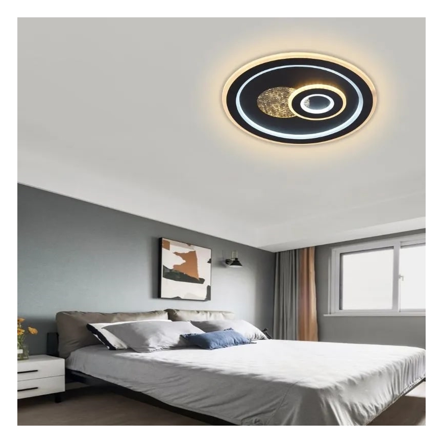 LED Stmívatelné stropní svítidlo LED/95W/230V 3000-6500K černá + dálkové ovládání