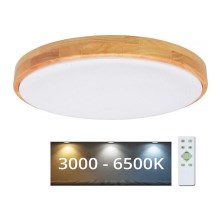 LED Stmívatelné stropní svítidlo LENA LED/24W/230V 3000-6500K dub + dálkové ovládání