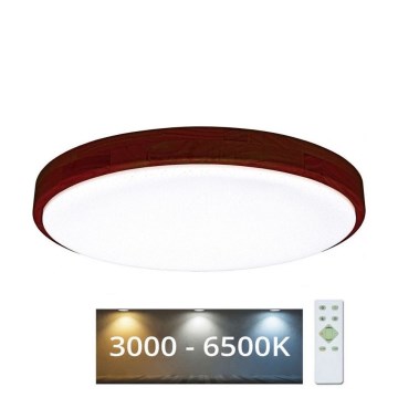 LED Stmívatelné stropní svítidlo LENA LED/24W/230V 3000-6500K dub + dálkové ovládání