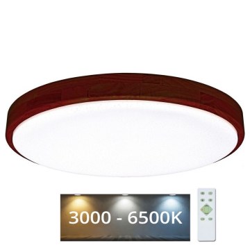 LED Stmívatelné stropní svítidlo LENA LED/60W/230V 3000-6500K dub + dálkové ovládání