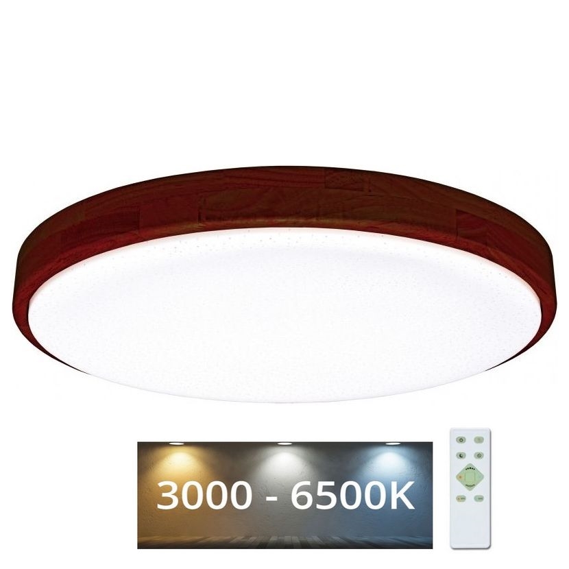 LED Stmívatelné stropní svítidlo LENA LED/60W/230V 3000-6500K dub + dálkové ovládání