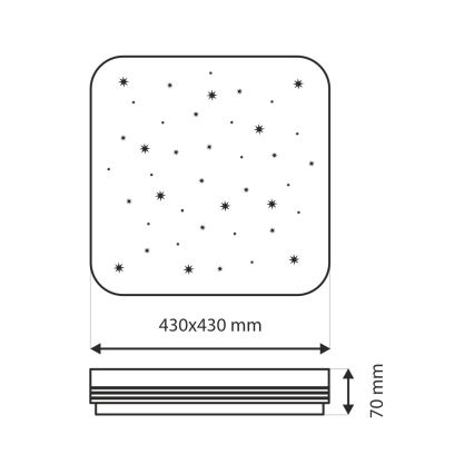 LED Stmívatelné stropní svítidlo MANA LED/36W/230V 2700-6500K 43x43 cm + dálkové ovládání