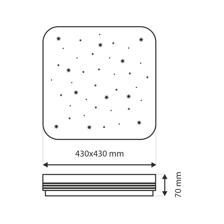 LED Stmívatelné stropní svítidlo MANA LED/36W/230V 2700-6500K 43x43 cm + dálkové ovládání