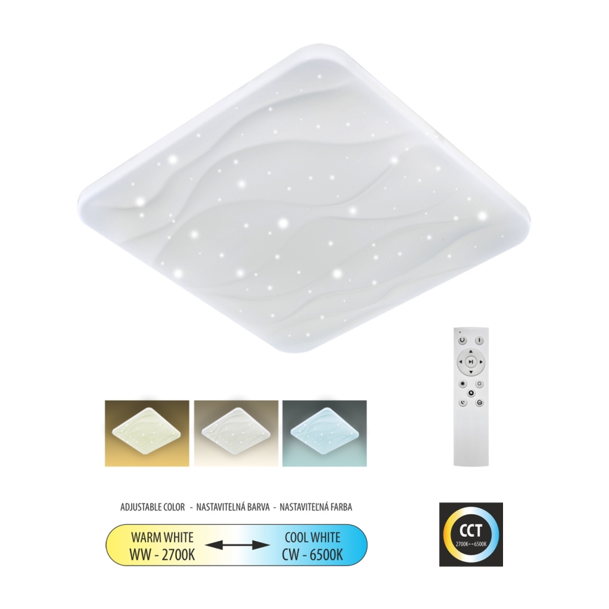 LED Stmívatelné stropní svítidlo NERIS LED/60W/230V 2700-6500K 53x53 cm + dálkové ovládání