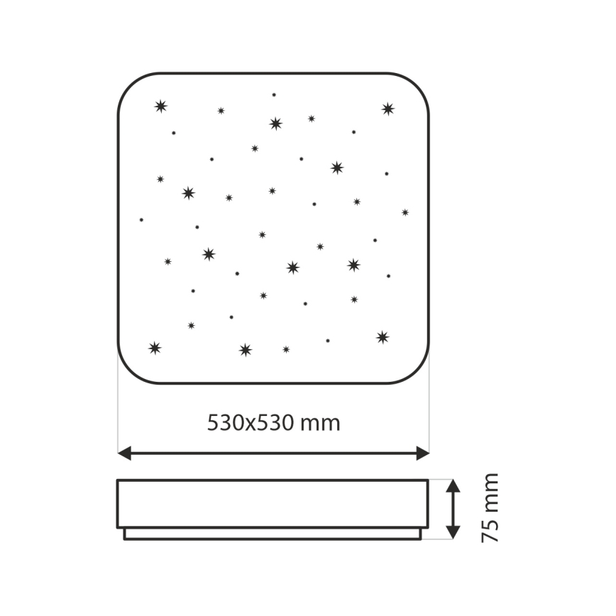 LED Stmívatelné stropní svítidlo NERIS LED/60W/230V 2700-6500K 53x53 cm + dálkové ovládání