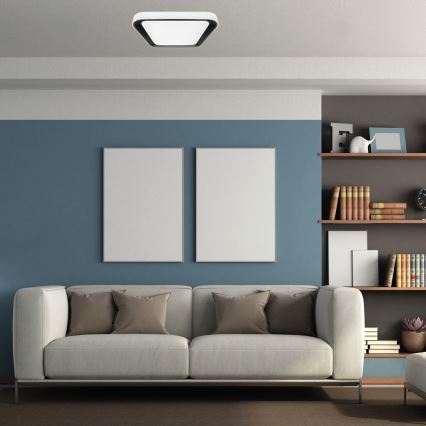 LED Stmívatelné stropní svítidlo QUADRO LED/38W/230V 3000-6000K bílá/černá + dálkové ovládání