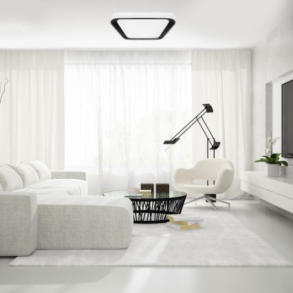 LED Stmívatelné stropní svítidlo QUADRO LED/66W/230V 3000-6000K bílá/černá + dálkové ovládání