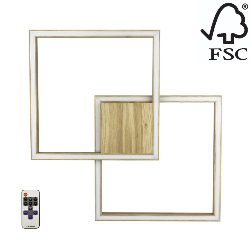 LED Stmívatelné stropní svítidlo RAMME LED/48W/230V matný dub + dálkové ovládání – FSC certifikováno