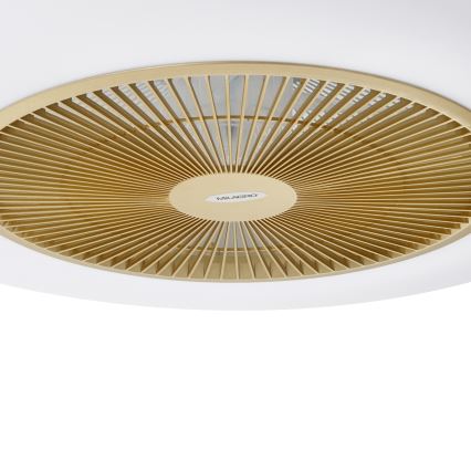 LED Stmívatelné stropní svítidlo s ventilátorem ARIA LED/38W/230V 3000-6000K zlatá + dálkové ovládání