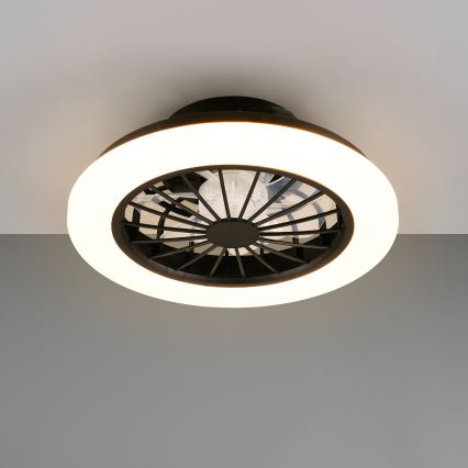 LED Stmívatelné stropní svítidlo s ventilátorem GHANA LED/24W/230V 3000-6500K bílá/černá + dálkové ovládání