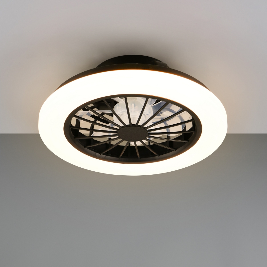 LED Stmívatelné stropní svítidlo s ventilátorem GHANA LED/24W/230V 3000-6500K bílá/černá + dálkové ovládání