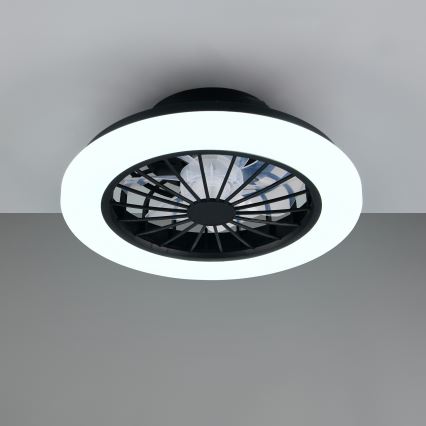 LED Stmívatelné stropní svítidlo s ventilátorem GHANA LED/24W/230V 3000-6500K bílá/černá + dálkové ovládání