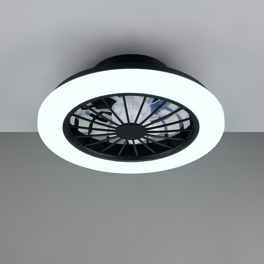LED Stmívatelné stropní svítidlo s ventilátorem GHANA LED/24W/230V 3000-6500K bílá/černá + dálkové ovládání
