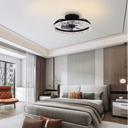 LED Stmívatelné stropní svítidlo s ventilátorem LED/35W/230V 3000-6500K černá + dálkové ovládání