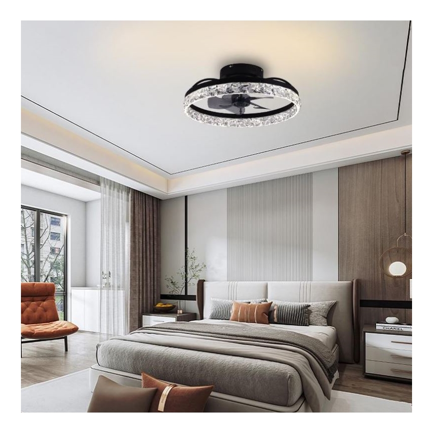 LED Stmívatelné stropní svítidlo s ventilátorem LED/35W/230V 3000-6500K černá + dálkové ovládání
