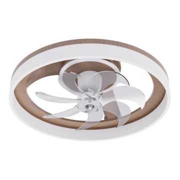 LED Stmívatelné stropní svítidlo s ventilátorem LED/40W/230V 3000-6500K hnědá/bílá + dálkové ovládání