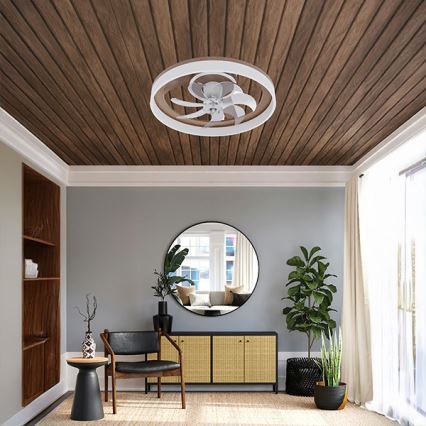 LED Stmívatelné stropní svítidlo s ventilátorem LED/40W/230V 3000-6500K hnědá/bílá + dálkové ovládání