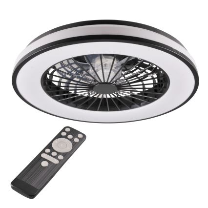 LED Stmívatelné stropní svítidlo s ventilátorem LED/48W/230V 3000-6500K černá + dálkové ovládání