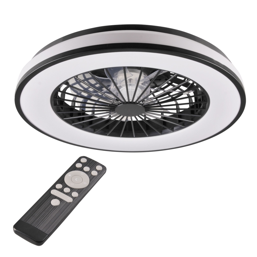 LED Stmívatelné stropní svítidlo s ventilátorem LED/48W/230V 3000-6500K černá + dálkové ovládání