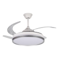 LED Stmívatelné stropní svítidlo s ventilátorem PLAVE LED/36W/230V 3000-6500K stříbrná/bílá + dálkové ovládání
